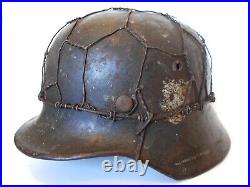 German Helmet WWII M1935 chicken wire combat