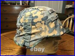 German Helmet with Camouflage Oak A Reversible Cover with spring clips