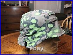 German Helmet with Camouflage Oak A Reversible Cover with spring clips