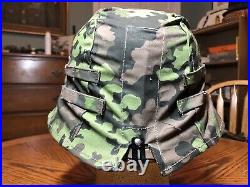 German Helmet with Camouflage Oak A Reversible Cover with spring clips