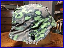 German Helmet with Camouflage Oak A Reversible Cover with spring clips