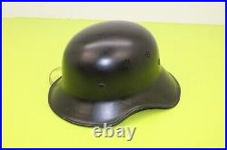 German Luftschutz Last Ditch World War WWII Steel Helmet Black 39/25 Vintage