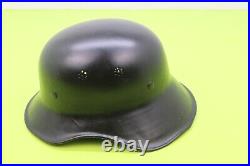 German Luftschutz Last Ditch World War WWII Steel Helmet Black 39/25 Vintage