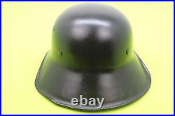 German Luftschutz Last Ditch World War WWII Steel Helmet Black 39/25 Vintage