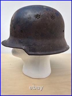 German M34 WW II Steel Police/ Firefighter Helmet Shell. Original square dip