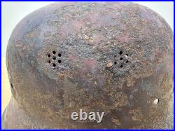 German M34 WW II Steel Police/ Firefighter Helmet Shell. Original square dip
