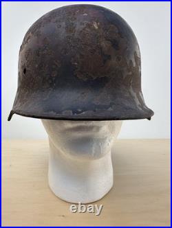 German M34 WW II Steel Police/ Firefighter Helmet Shell. Original square dip