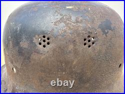 German M34 WW II Steel Police/ Firefighter Helmet Shell. Original square dip