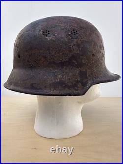 German M34 WW II Steel Police/ Firefighter Helmet Shell. Original square dip