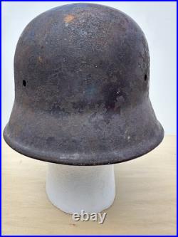 German M34 WW II Steel Police/ Firefighter Helmet Shell. Original square dip