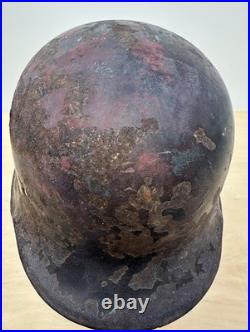 German M34 WW II Steel Police/ Firefighter Helmet Shell. Original square dip