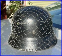 German M52 Steel Helmet Shell Black. Size 64 Linnemann & Schnetzer