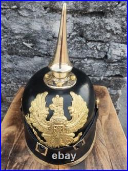 German Pickelhaube Helmet Imperial Prussian Helmet Spiked Leather helmet
