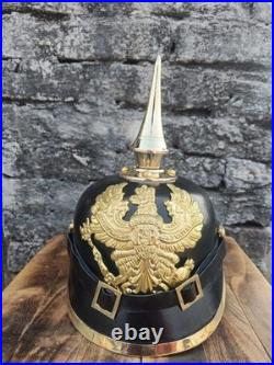German Pickelhaube Helmet Imperial Prussian Helmet Spiked Leather helmet