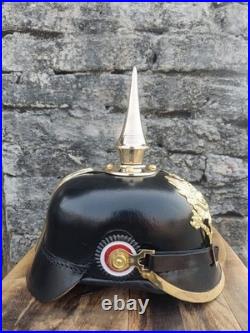 German Pickelhaube Helmet Imperial Prussian Helmet Spiked Leather helmet