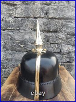 German Pickelhaube Helmet Imperial Prussian Helmet Spiked Leather helmet
