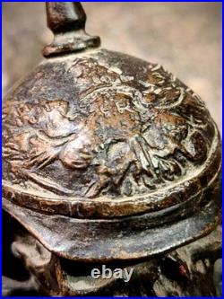 German Skull And Helmet 1914 Invasion WWI WWII Bronze Sculpture Belgium