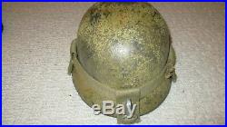 German WW2 Camouflage Helmet with rare helmet carrier Vet bring back Sicily