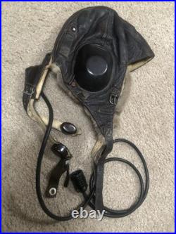 German WW2 LeatherFighter Pilots Helmet With All Radio Gear. Unissued Condition