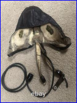 German WW2 LeatherFighter Pilots Helmet With All Radio Gear. Unissued Condition