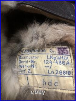 German WW2 LeatherFighter Pilots Helmet With All Radio Gear. Unissued Condition