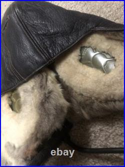 German WW2 LeatherFighter Pilots Helmet With All Radio Gear. Unissued Condition