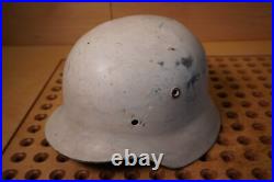 German WW2 M40 Helmet Partial Restoration White Winter Camouflage Paint #174 German WW2 M40 Helmet Partial Restoration White Winter Camouflage Paint #174