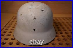German WW2 M40 Helmet Partial Restoration White Winter Camouflage Paint #174 German WW2 M40 Helmet Partial Restoration White Winter Camouflage Paint #174