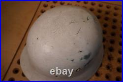 German WW2 M40 Helmet Partial Restoration White Winter Camouflage Paint #174 German WW2 M40 Helmet Partial Restoration White Winter Camouflage Paint #174