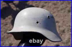 German WW2 M40 Helmet Partial Restoration White Winter Camouflage Paint #174 German WW2 M40 Helmet Partial Restoration White Winter Camouflage Paint #174