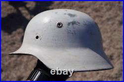 German WW2 M40 Helmet Partial Restoration White Winter Camouflage Paint #174 German WW2 M40 Helmet Partial Restoration White Winter Camouflage Paint #174