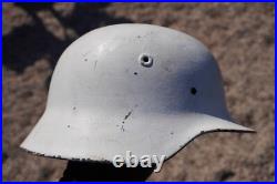 German WW2 M40 Helmet Partial Restoration White Winter Camouflage Paint #174 German WW2 M40 Helmet Partial Restoration White Winter Camouflage Paint #174
