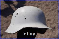 German WW2 M40 Helmet Partial Restoration White Winter Camouflage Paint #174 German WW2 M40 Helmet Partial Restoration White Winter Camouflage Paint #174