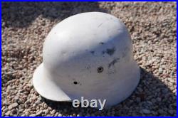 German WW2 M40 Helmet Partial Restoration White Winter Camouflage Paint #174 German WW2 M40 Helmet Partial Restoration White Winter Camouflage Paint #174