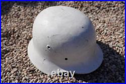 German WW2 M40 Helmet Partial Restoration White Winter Camouflage Paint #174 German WW2 M40 Helmet Partial Restoration White Winter Camouflage Paint #174