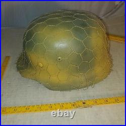 German WW2 WWII replica Helmet with liner Chicken wire camo net Army steel