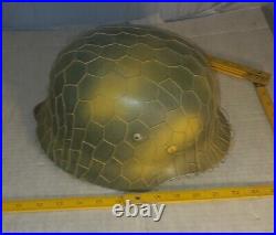 German WW2 WWII replica Helmet with liner Chicken wire camo net Army steel