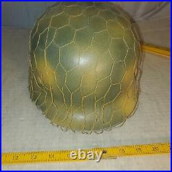 German WW2 WWII replica Helmet with liner Chicken wire camo net Army steel