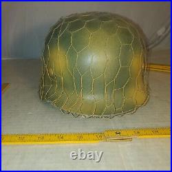 German WW2 WWII replica Helmet with liner Chicken wire camo net Army steel