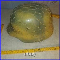 German WW2 WWII replica Helmet with liner Chicken wire camo net Army steel