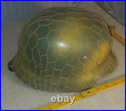 German WW2 WWII replica Helmet with liner Chicken wire camo net Army steel