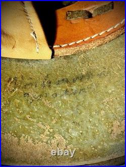 German WWI-M16 Steel Helmet, Yellow Camo Paint, Leather Liner & Chinstrap