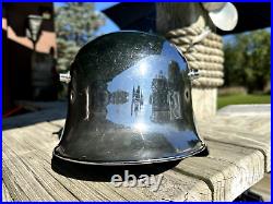 German WWI WWII M16 Combat Helmet ET64 Chromed