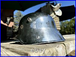 German WWI WWII M16 Combat Helmet ET64 Chromed