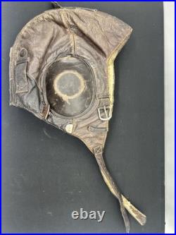 German WWII Luftwaffe LKPW101 Leather Bomber Pilot Winter Flying Helmet Size 56