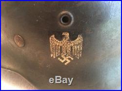 German WWII M40 ET64 Original Army Helmet with side Decal, Liner, Chin Strap