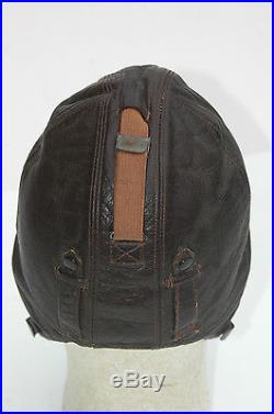German WWII ORIGINAL Brown Leather Flight Helmet K/33