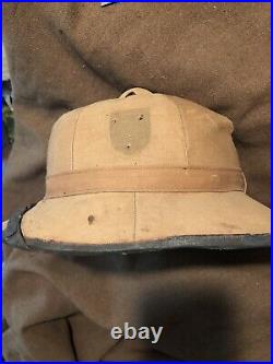 German WWII Tropical Afrika Korp Pith Helmet Size 57 Pre 1945 Vet Aquired