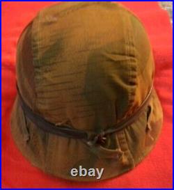 German WWII Wehrmacht M42 Helmet with WWII Chin Strap-Repro Tan & Water Cover