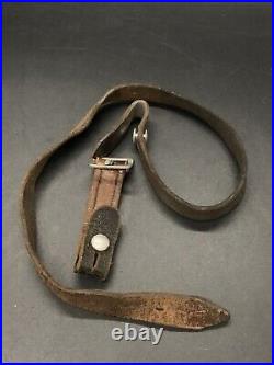 German Ww2 1939 Full HELMET Leather Chinstrap With Aluminum Hardware Marked RARE